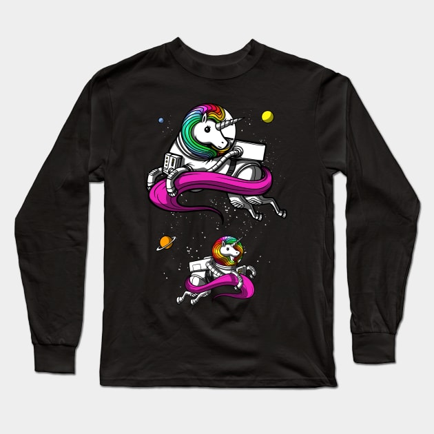 Space Unicorn Astronaut Long Sleeve T-Shirt by underheaven